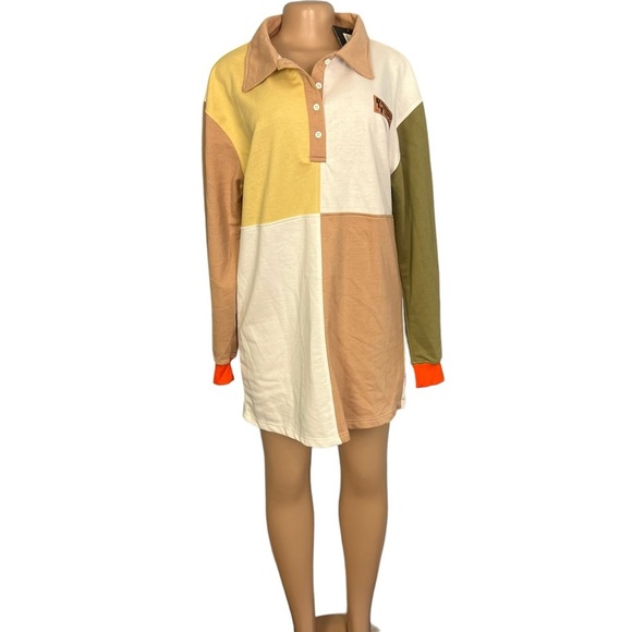 3/$30 🍂 PrettyLittleThing Stone Contrast Block Sweatshirt Dress - Picture 3 of 12